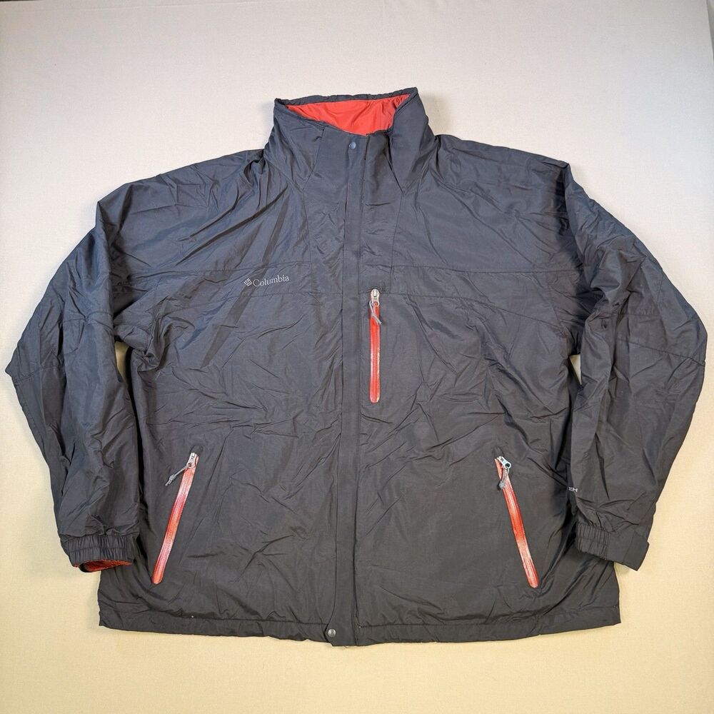 Columbia Powderkeg Interchange Jacket Mens XXL Black Nylon Full Zip Omni Tech